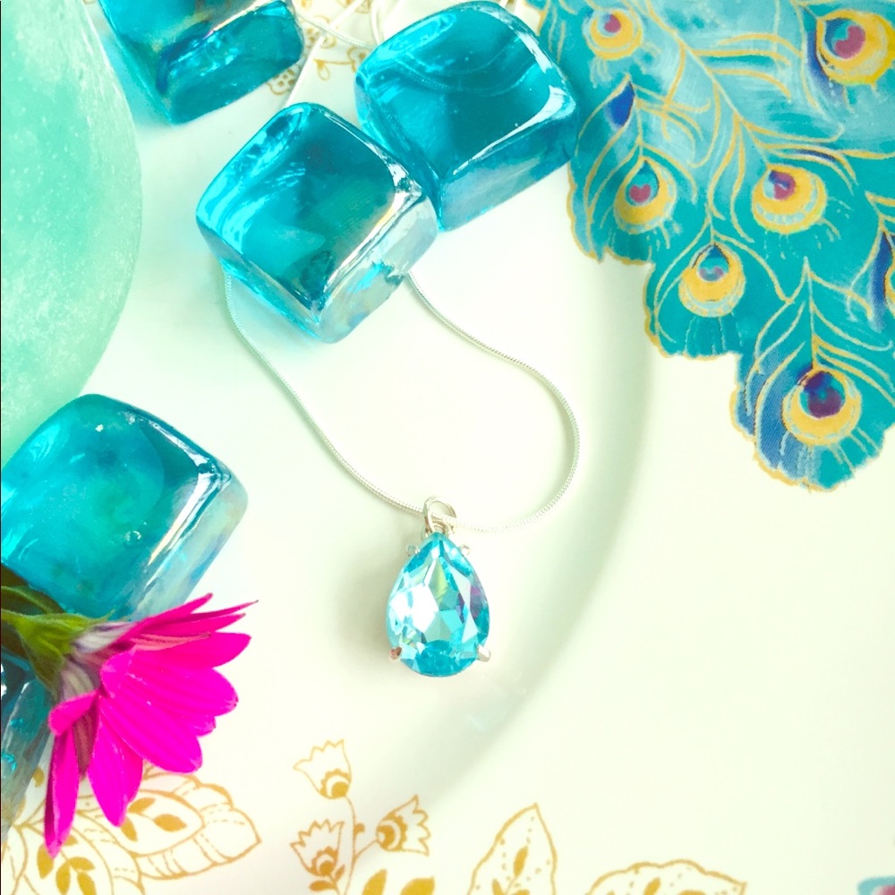 FREE SHIP❣️Aquamarine Gem in Sterling Silver,Chain